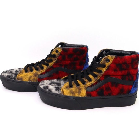 VANS Colorful SK8-HI Platform Fuzzy Leopard Sneakers men 8 women’s 9.5 high top - Picture 5 of 11